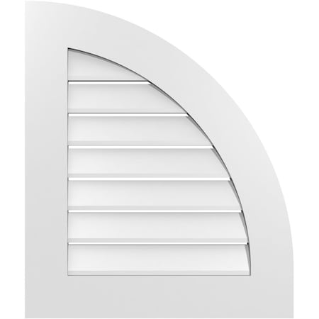 Ekena Millwork Quarter Round Top Right Surface Mount PVC Gable Vent w/ 3-1/2"W x 1"P Standard Frame, 22"W x 26"H GVPQR22X2601SF